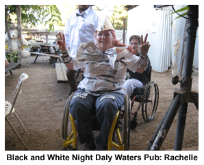 Rachelle at Black and White Night at the Daly Waters Pub