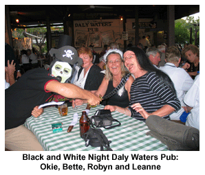 Okie, Bette, Robyn and Leanne at the Black and White Night at Daly Waters Pub