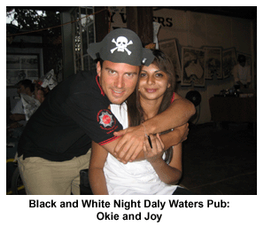 Okie and Joy at the Black and White Night at Daly Waters Pub